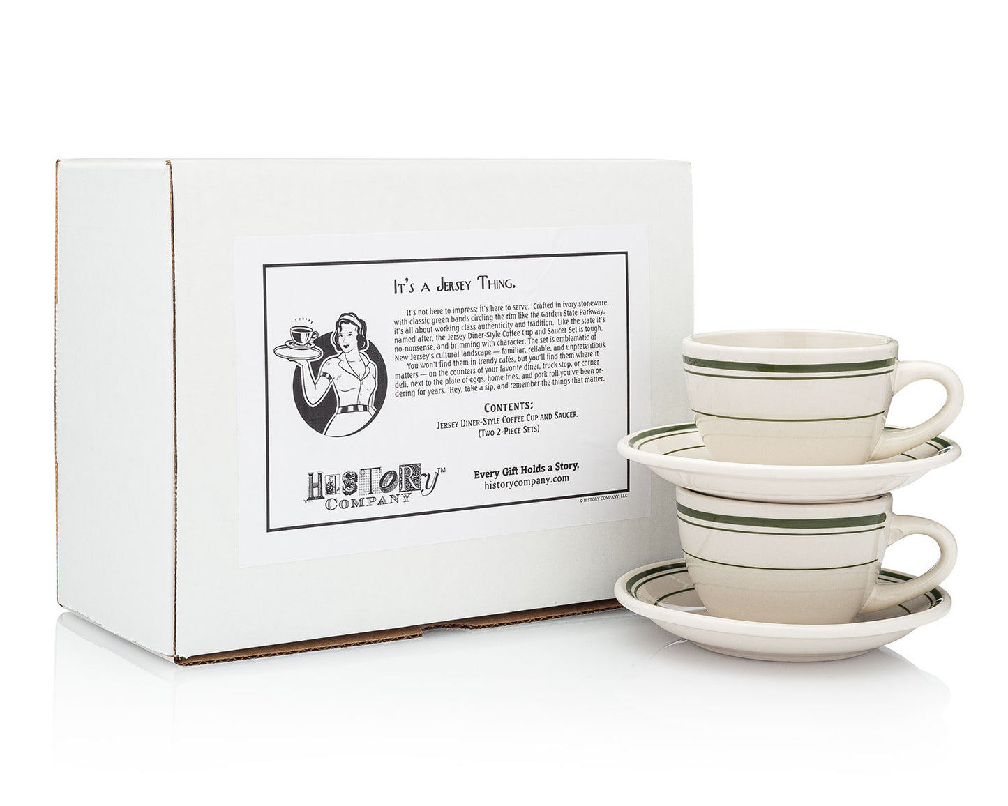 "Real Deal" Jersey Diner Coffee Cup and Saucer (Two 2 - Piece Sets) - NY Coffee Cup (Official)