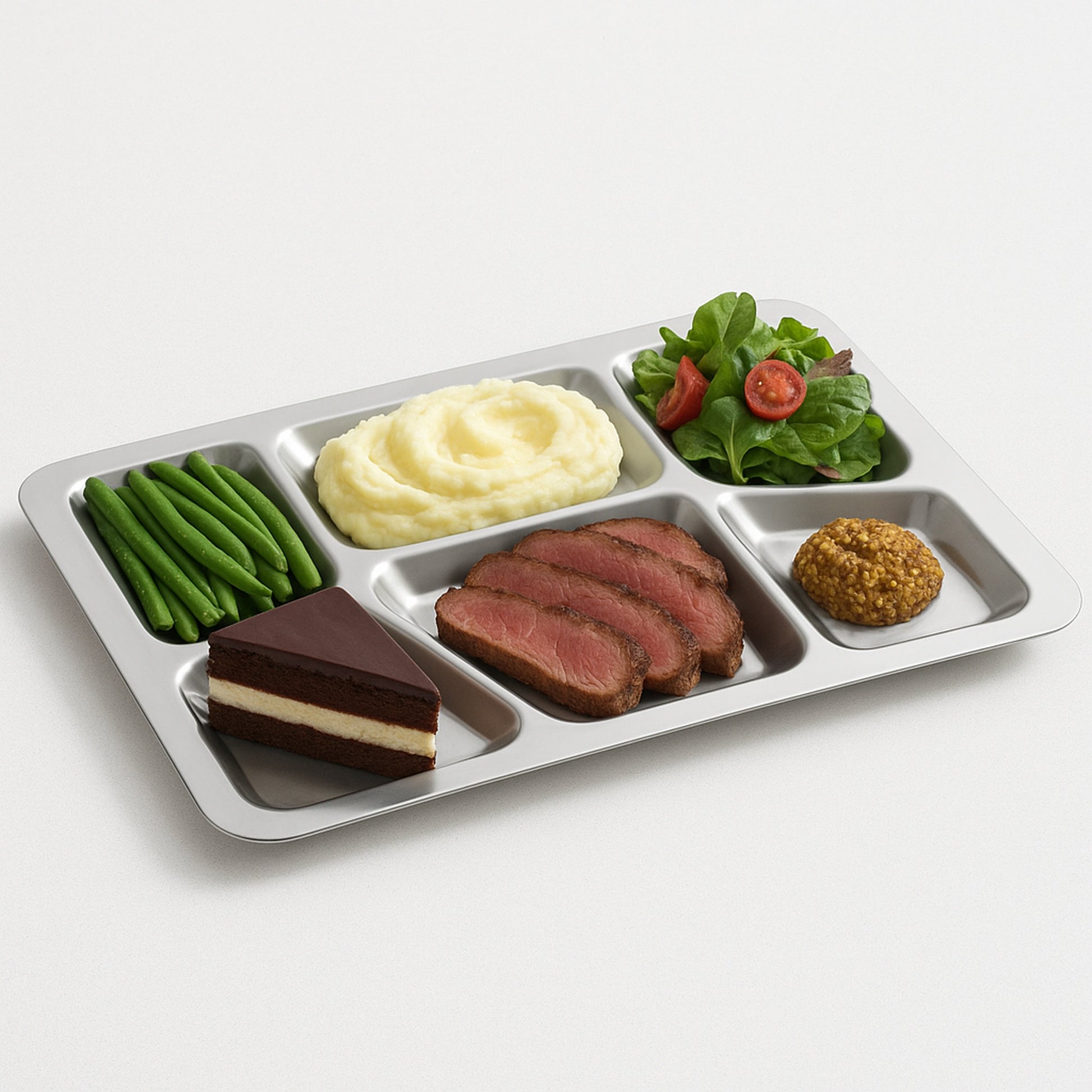 Prison - Style Stainless Steel “Mess Tray” Mid - Century Classic Set of 2 - NY Coffee Cup (Official)