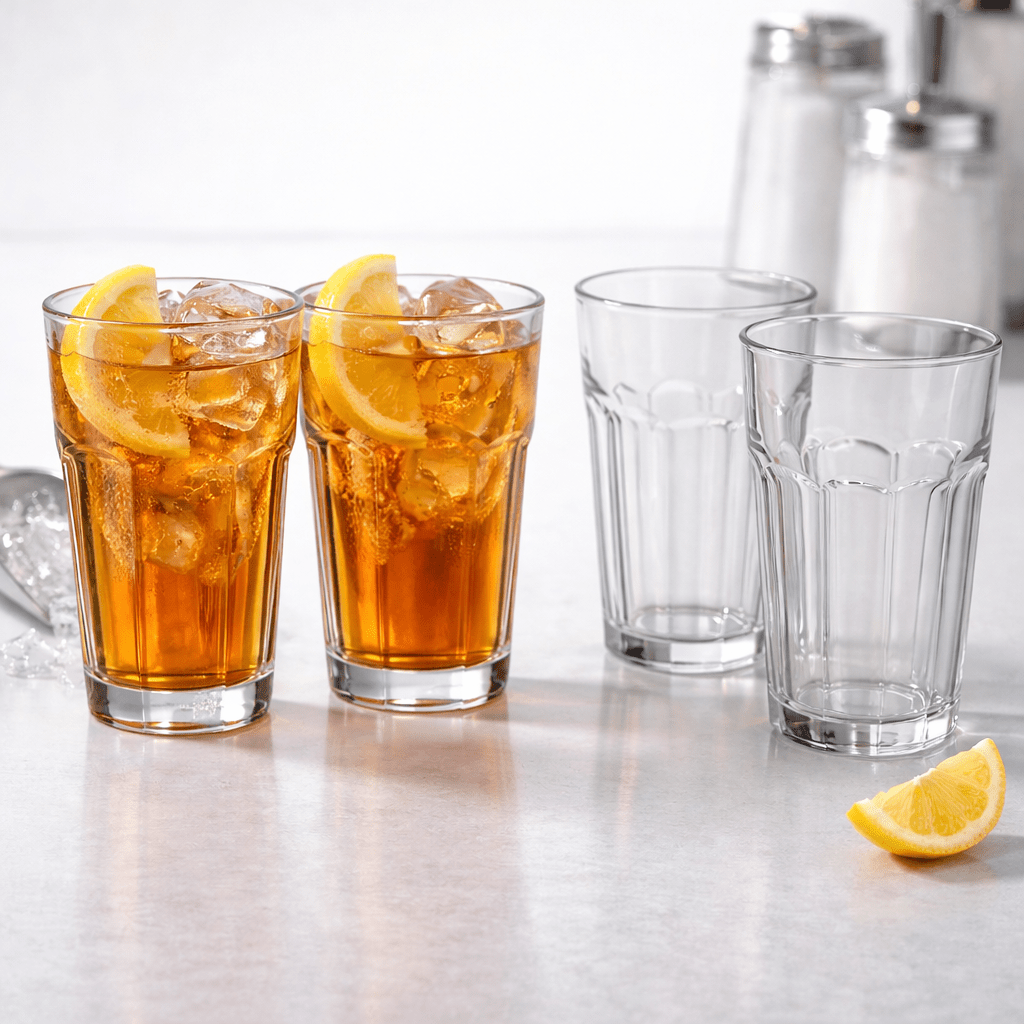 Retro Jersey Diner Iced Tea Glasses – Set of 4 Tempered Tumblers