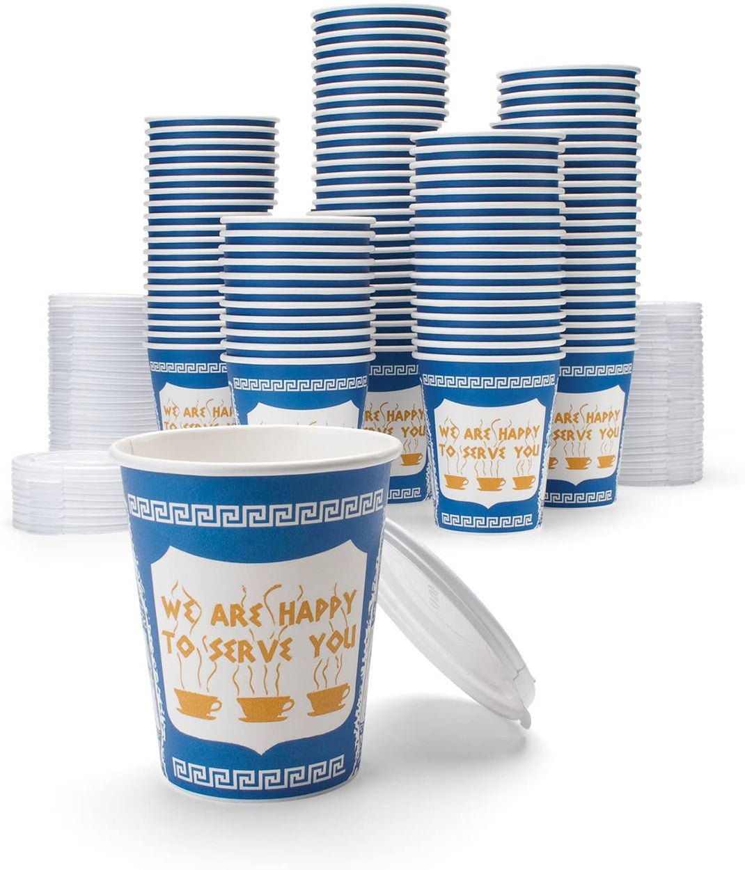 Original NY Coffee - to - Go Cups (100 paper cups with lids) - NY Coffee Cup (Official)