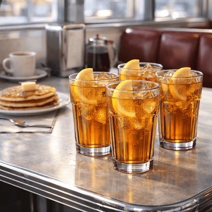 Jersey Diner Iced Tea Glass (Tempered Tumbler), 4 - Piece Set (Gift Box Collection) - NY Coffee Cup (Official)
