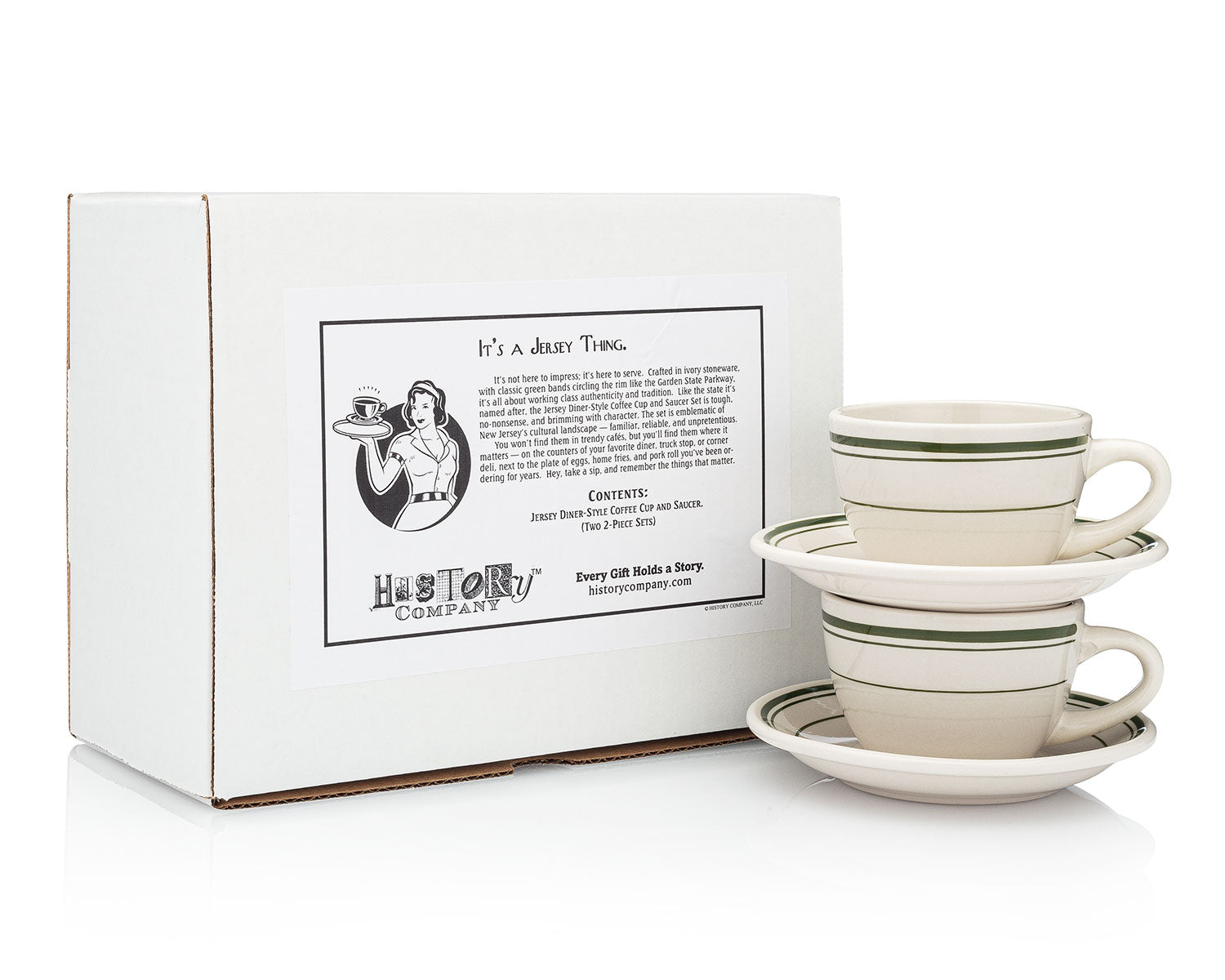 NY COFFEE CUP - The 'Real Deal' Jersey Diner Coffee Cup and Saucer, inspired by classic American diner culture.