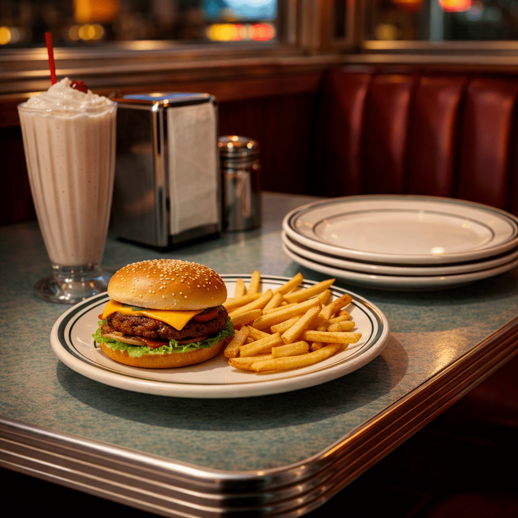 Jersey Diner Stoneware Platters – 4 - Piece Set – Authentic Classic Eggshell White with Green Bands (Gift Box Collection) - NY Coffee Cup (Official)