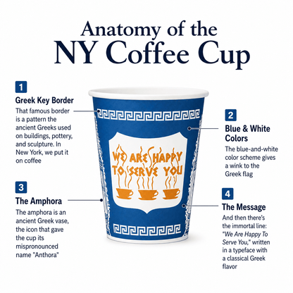 Original “Anthora” Coffee - to - Go Cups (100 Paper Cups and Lids) - NY Coffee Cup (Official)