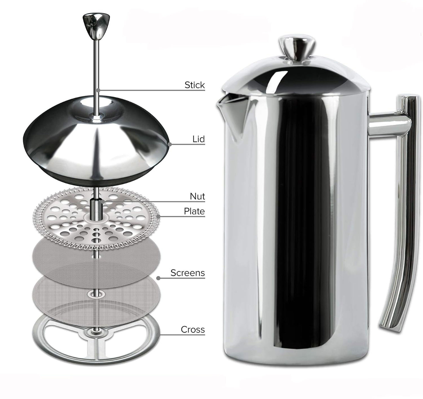 NY Coffee Cup - Elegant Freiling Coffee Press, crafted for superior heat retention and smooth, full-flavored coffee.