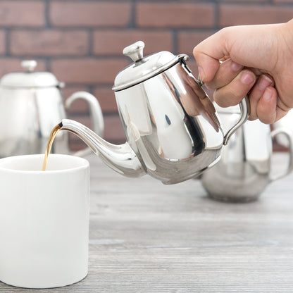 NY COFFEE CUP - Mirror-Finish Gooseneck Pot, 12 oz hotel-style piece for elegant individual tea or coffee service. 