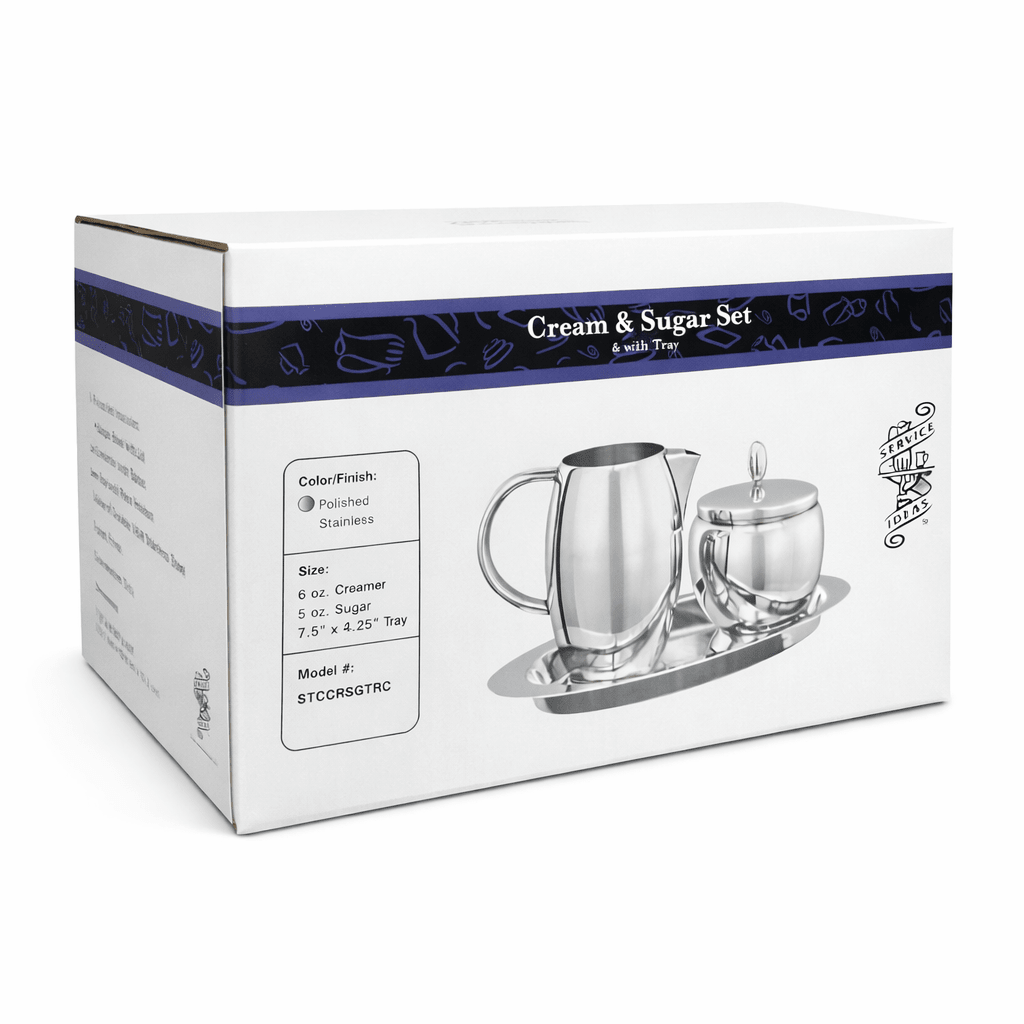 Hotel - Style “Coffee Service” Sugar Bowl and Creamer Pitcher 3 - Piece Set (Crafted in Stainless Steel) - NY Coffee Cup (Official)
