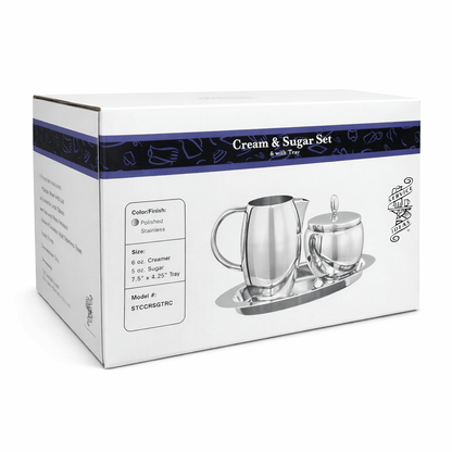 Hotel - Style “Coffee Service” Sugar Bowl and Creamer Pitcher 3 - Piece Set (Crafted in Stainless Steel) - NY Coffee Cup (Official)
