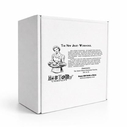 Jersey Diner Stoneware Platters – 4 - Piece Set – Authentic Classic Eggshell White with Green Bands (Gift Box Collection) - NY Coffee Cup (Official)