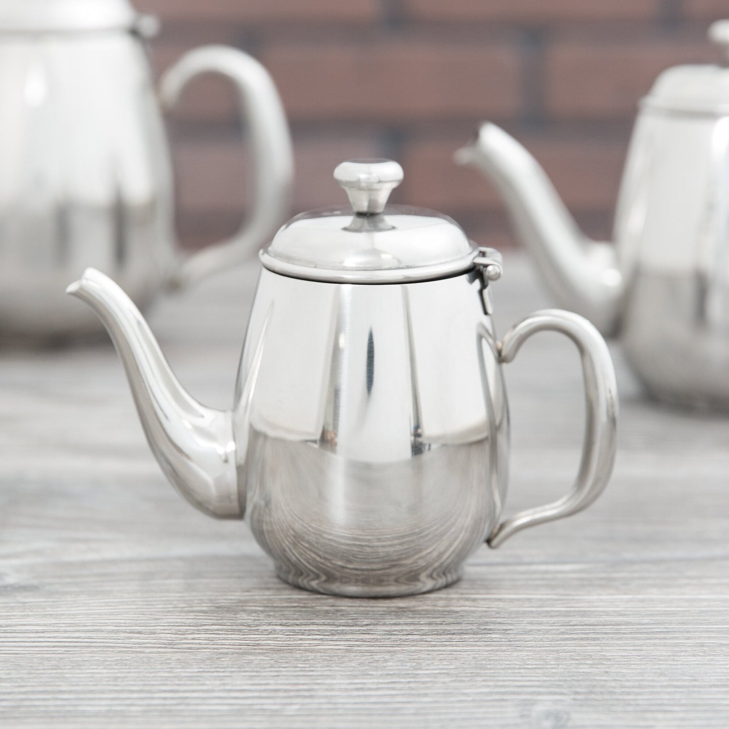 NY COFFEE CUP - 12 oz gooseneck pot with mirror finish, perfect for hotel-style personal coffee or tea service.