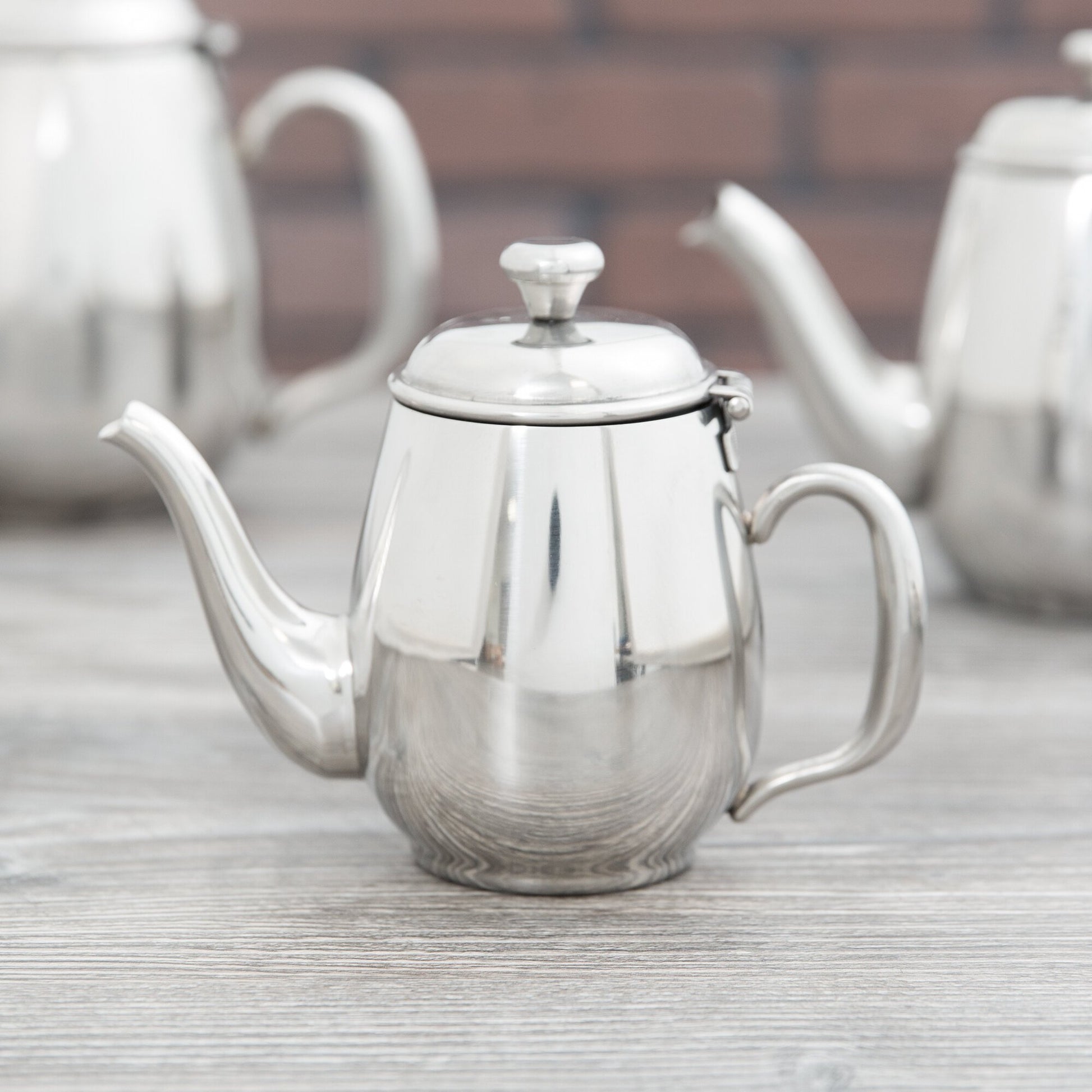 NY COFFEE CUP - 12 oz gooseneck pot with mirror finish, perfect for hotel-style personal coffee or tea service.