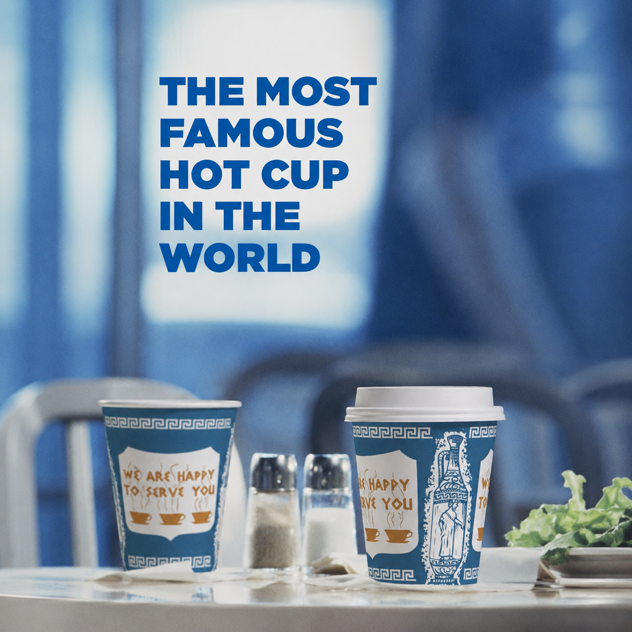New York Greek-style Anthora coffee-to-go cups with lids