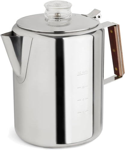 Original Stovetop Percolator Coffee Pot, Crafted in Stainless - Steel (2 to 9 Cup Capacity) - NY Coffee Cup (Official)