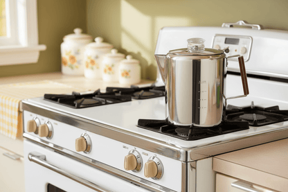 Original Stovetop Percolator Coffee Pot, Crafted in Stainless - Steel (2 to 9 Cup Capacity) - NY Coffee Cup (Official)