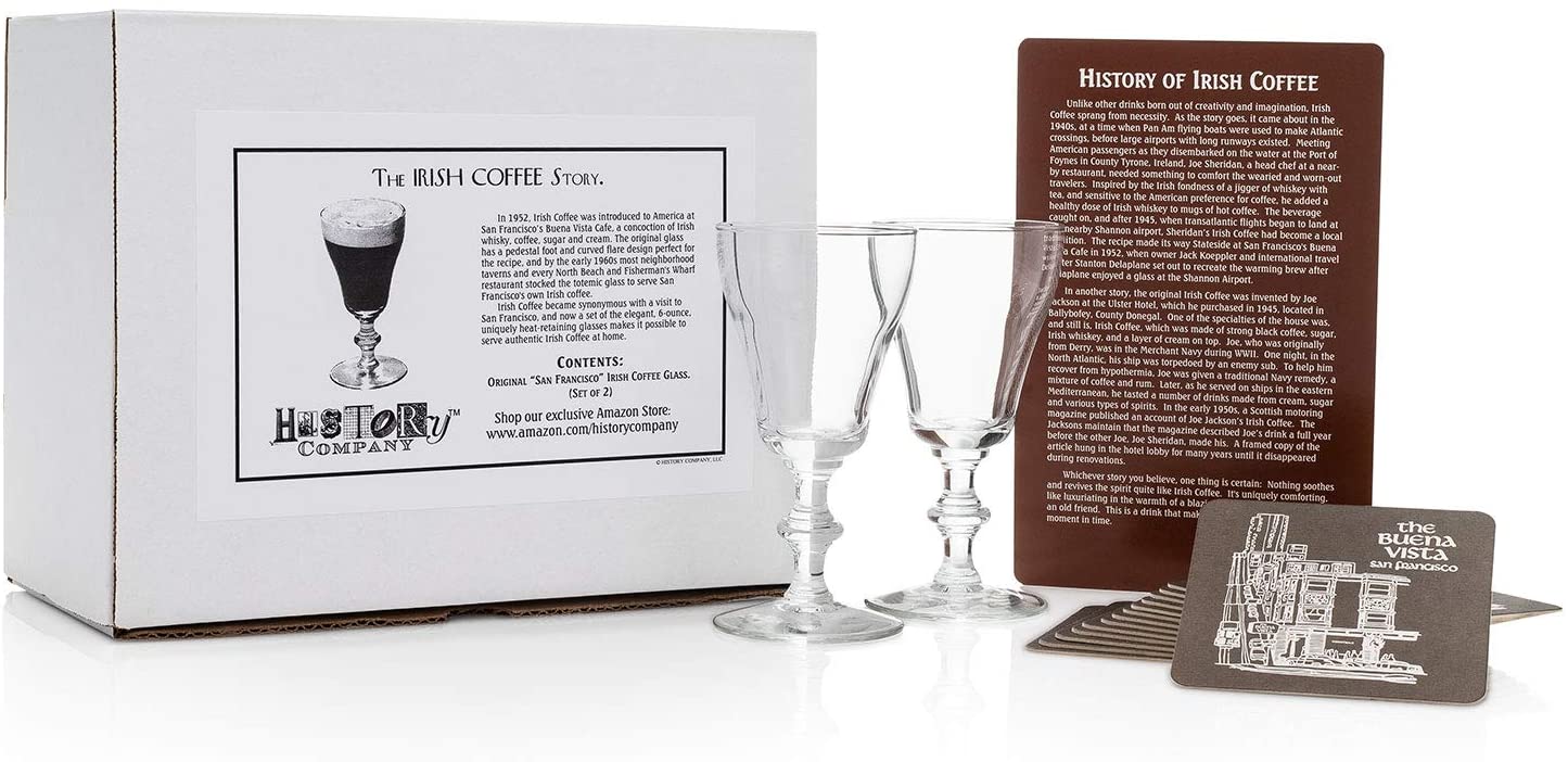 Authentic Irish Coffee Glass – San Francisco Classic 2 - Piece Set (Gift Box Collection) - NY Coffee Cup (Official)