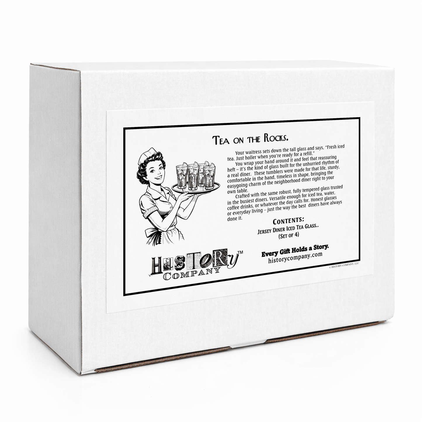 Jersey Diner Iced Tea Glass (Tempered Tumbler), 4 - Piece Set (Gift Box Collection) - NY Coffee Cup (Official)