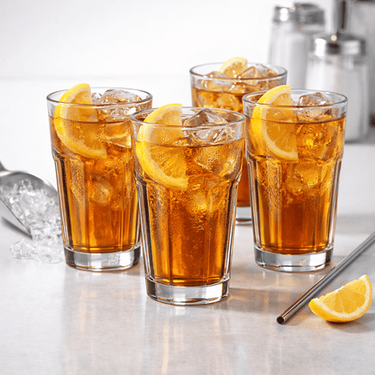 Jersey Diner Iced Tea Glass (Tempered Tumbler), 4 - Piece Set (Gift Box Collection) - NY Coffee Cup (Official)