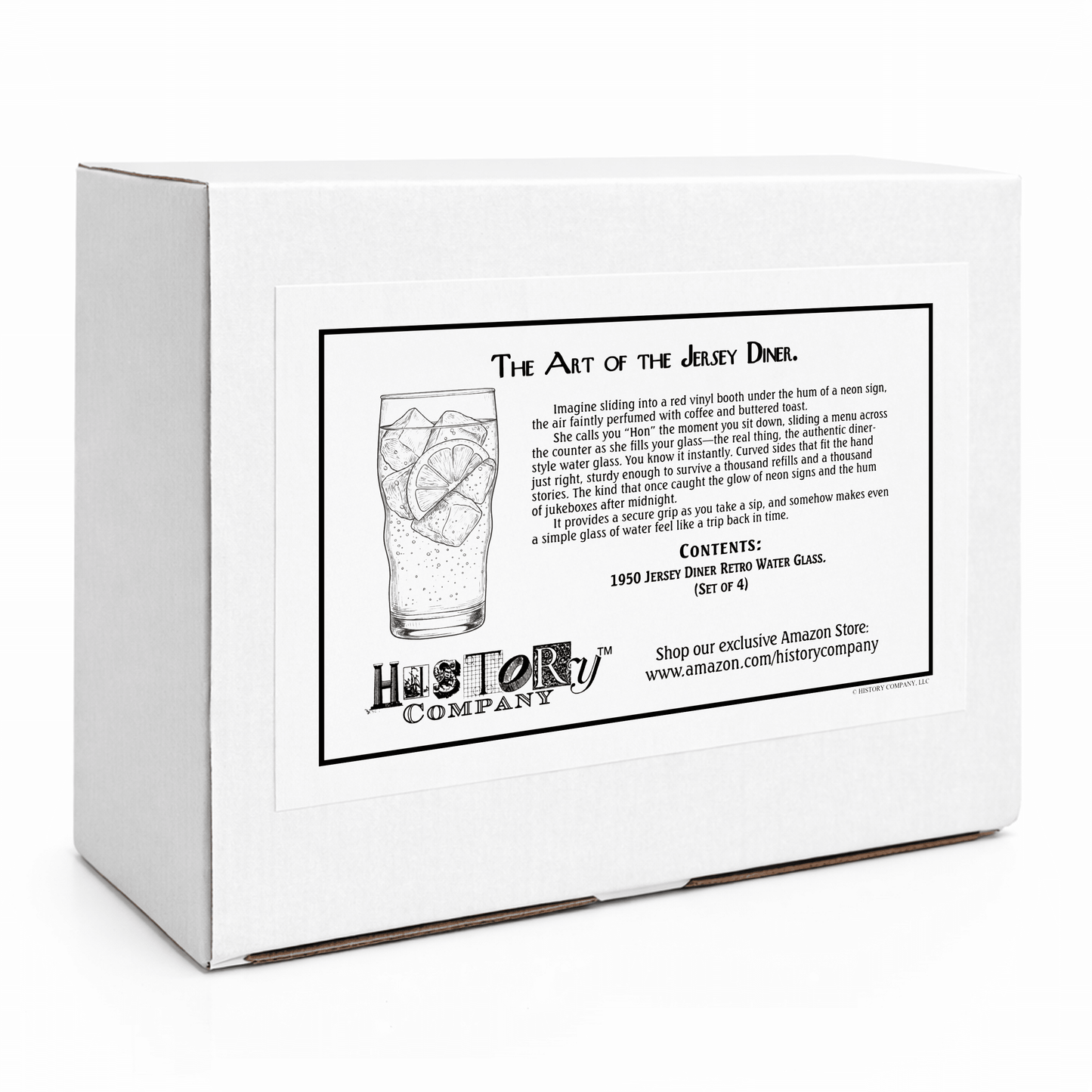 Authentic 1950s New Jersey Diner Water Glasses – Set of 4 Retro Soda Fountain Tumblers - NY Coffee Cup (Official)