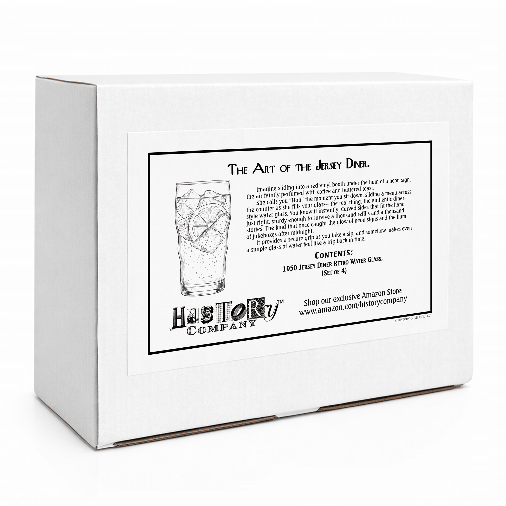 Authentic 1950s New Jersey Diner Water Glasses – Set of 4 Retro Soda Fountain Tumblers - NY Coffee Cup (Official)