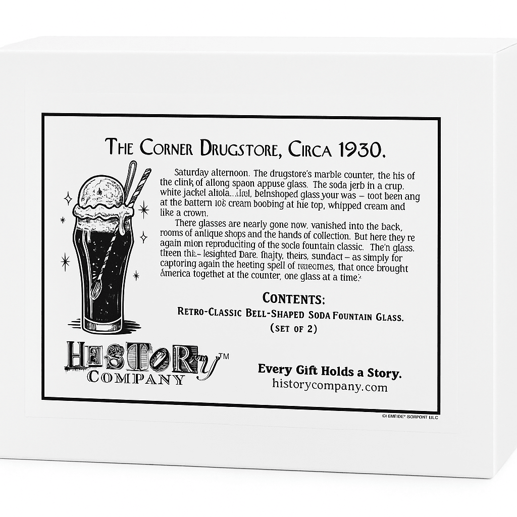 Retro - Classic Bell - Shaped Soda Fountain Glass – 16 - Ounces – Set of 2 (Gift Box Collection) - NY Coffee Cup (Official)