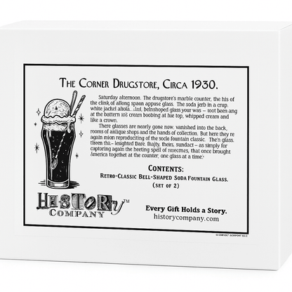 Retro - Classic Bell - Shaped Soda Fountain Glass – 16 - Ounces – Set of 2 (Gift Box Collection) - NY Coffee Cup (Official)