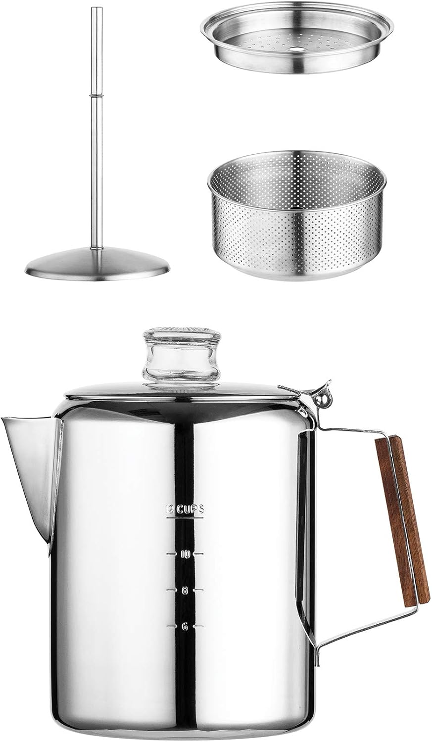 Original Stovetop Percolator Coffee Pot, Crafted in Stainless - Steel (2 to 9 Cup Capacity) - NY Coffee Cup (Official)