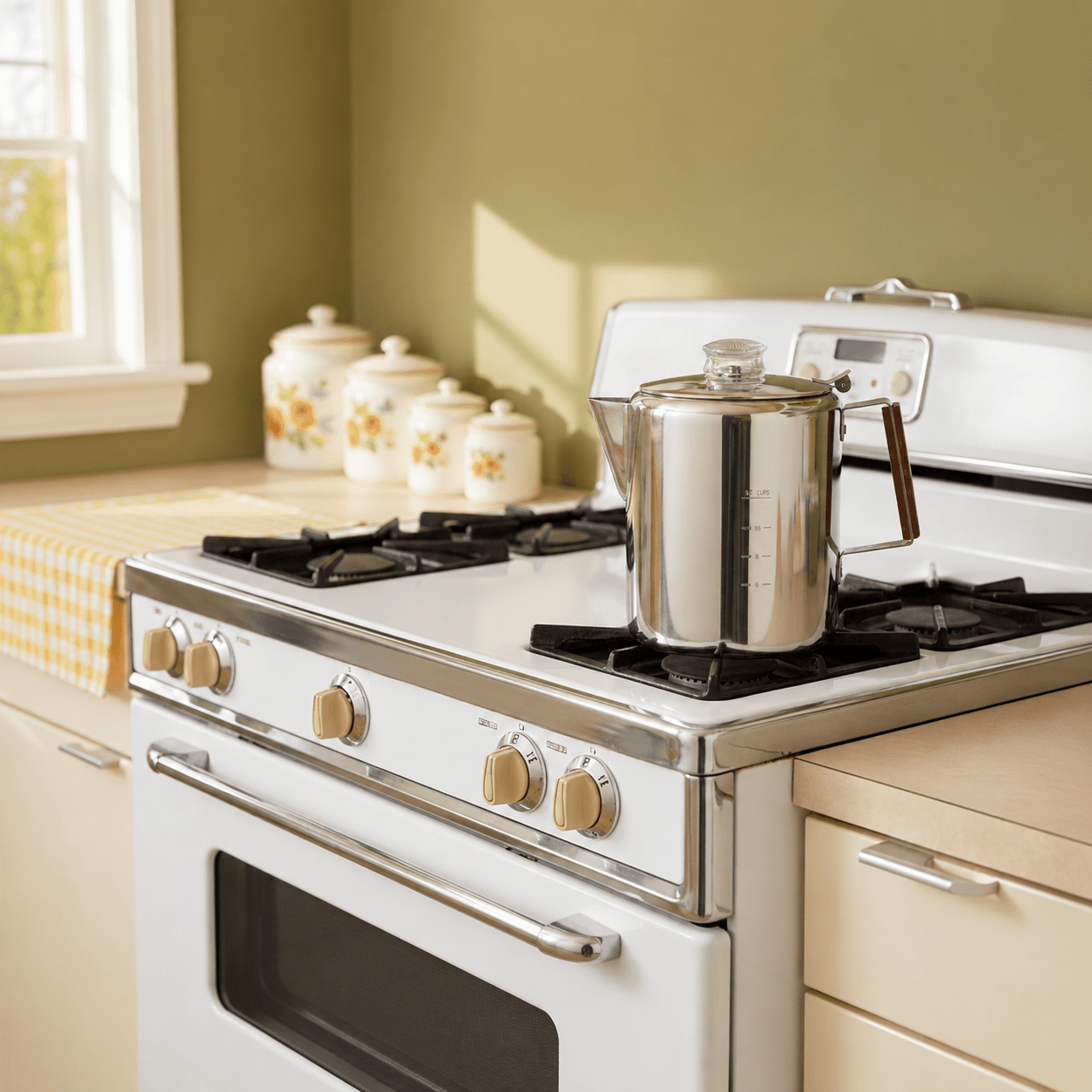 Original Stovetop Percolator Coffee Pot, Crafted in Stainless-Steel (2 to 9 Cup Capacity) - NY Coffee Cup (Official)