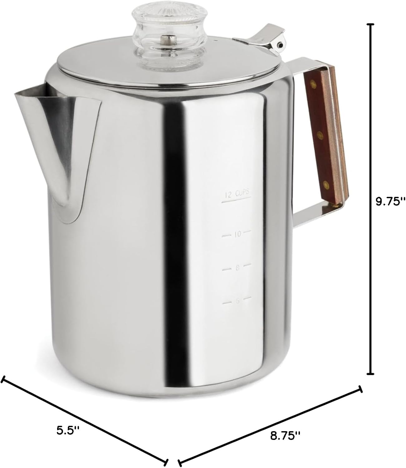 Original Stovetop Percolator Coffee Pot, Crafted in Stainless - Steel (2 to 9 Cup Capacity) - NY Coffee Cup (Official)