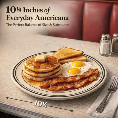 Jersey Diner Stoneware Platters – 4 - Piece Set – Authentic Classic Eggshell White with Green Bands (Gift Box Collection) - NY Coffee Cup (Official)