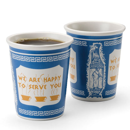 Boxed set of 2 ceramic Anthora coffee cups inspired by the classic New York coffee-to-go cup