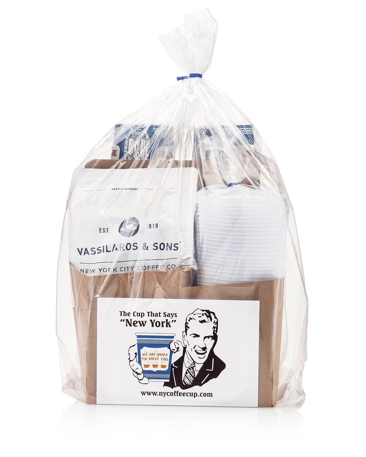 New York City coffee lover gift set with disposable Anthora cups and locally roasted coffee